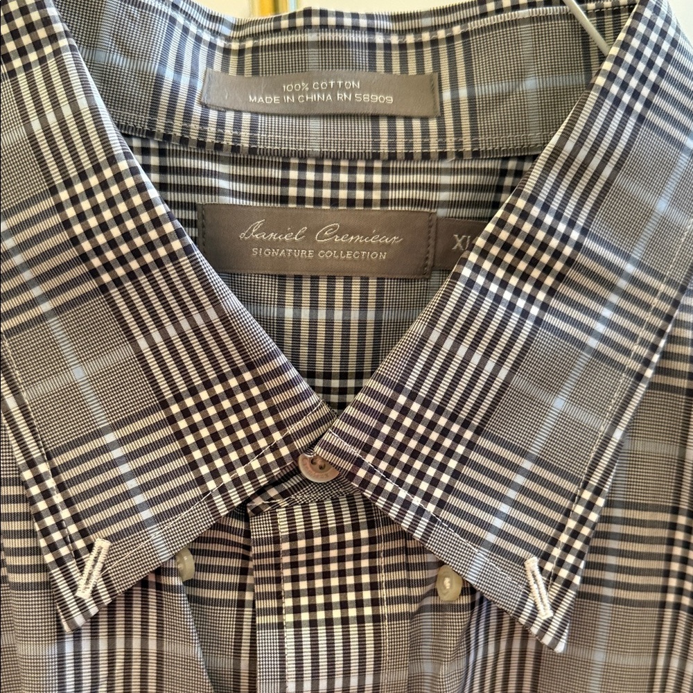 Daniel Cremieux Men's Plaid Shirt - Black and White